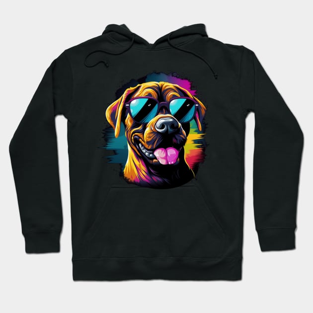 Retro Wave Boxer Dog Shirt Hoodie by Miami Neon Designs